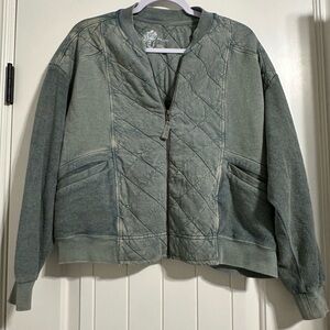 Anthropologie Pilcro Quilted Bomber Jacket in Sage denim wash Small